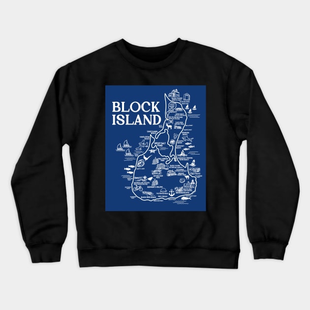 Block Island Map Art Crewneck Sweatshirt by fiberandgloss